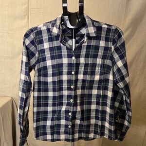 J.Crew Plaid Button Down Shirt Women M Blue Green White